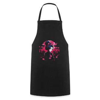 Geisha Manga Japon Art du samouraï - Tablier de cuisine - noir - Devant - AI Model Male 185 dark (185cm)