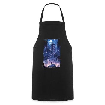 Cyberpunk Manga Kyoto Glitch - Cooking Apron - black - Front - AI Model Male 185 dark (185cm)