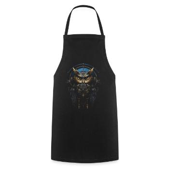 Steampunk Mechanical Owl Victorian Bird - Cooking Apron - black - Front - AI Model Male 185 dark (185cm)
