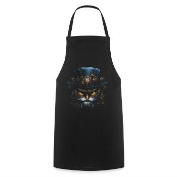 Steampunk Mechanical Owl Victorian Bird - Cooking Apron - black - Front - AI Model Male 185 dark (185cm)