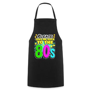 80s 1980's Party Retro - Cooking Apron - black - Front - AI Model Male 185 dark (185cm)