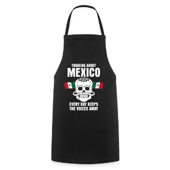 Mexique Drapeau Mexicains Crâne Mexicain - Tablier de cuisine - noir - Devant - AI Model Male 185 dark (185cm)