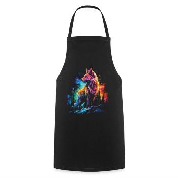 Fox Foxes Fantasy Illustration - Cooking Apron - black - Front - AI Model Male 185 dark (185cm)