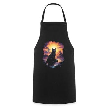 Artwork Cat Kitten Fantasy Fairy Tale - Cooking Apron - black - Front - AI Model Male 185 dark (185cm)