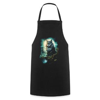 Artwork Cat Kitten Fantasy Fairy Tale - Cooking Apron - black - Front - AI Model Male 185 dark (185cm)