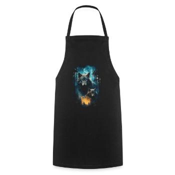 Fantasy Wolf Magic Pack Mysterious - Cooking Apron - black - Front - AI Model Male 185 dark (185cm)