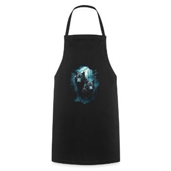Fantasy Wolf Moon Wolf Pack Mythology - Cooking Apron - black - Front - AI Model Male 185 dark (185cm)