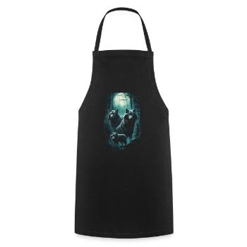 Fantasy Wolf Moon Wolf Pack Mythology - Cooking Apron - black - Front - AI Model Male 185 dark (185cm)