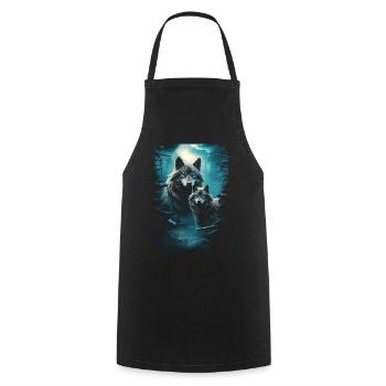 Fantasy Wolf Moon Wolf Pack Mythology - Cooking Apron - black - Front - AI Model Male 185 dark (185cm)