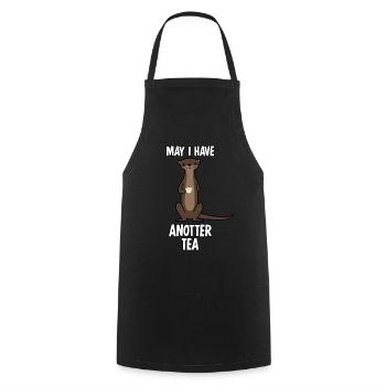 Otter with Tea Cup and Tea Bag - Cooking Apron - black - Front - AI Model Male 185 dark (185cm)