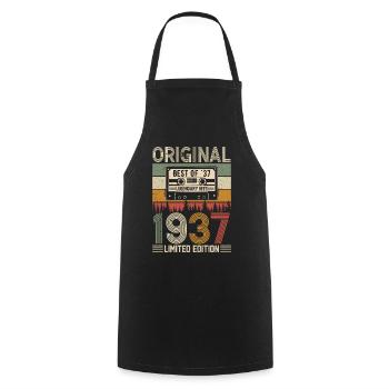 Vintage 87e anniversaire rétro cadeau 1937 - Tablier de cuisine - noir - Devant - AI Model Male 185 dark (185cm)