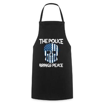 Patriotisme de crâne d’officier de police - Tablier de cuisine - noir - Devant - AI Model Male 185 dark (185cm)