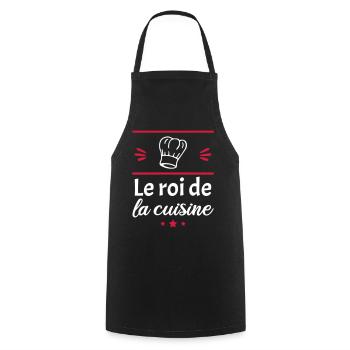 le roi de la cuisine, cuisinier, chef de cuisine - Tablier de cuisine - noir - Devant - AI Model Male 185 dark (185cm)