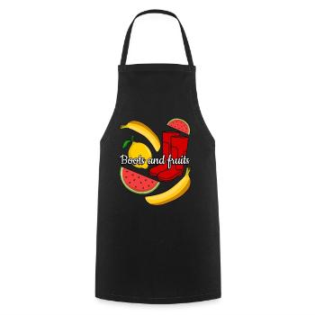 Red Rain Boots and Fruits - Cooking Apron - black - Front - AI Model Male 185 dark (185cm)