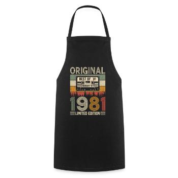 Millésime 1981 Anniversaire - Tablier de cuisine - noir - Devant - AI Model Male 185 dark (185cm)