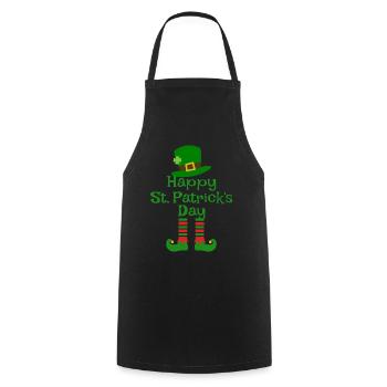 Accessoires de la Saint-Patrick Irlande Shamrock décoration - Tablier de cuisine - noir - Devant - AI Model Male 185 dark (185cm)