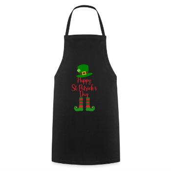 Accessoires de la Saint-Patrick Irlande Shamrock décoration - Tablier de cuisine - noir - Devant - AI Model Male 185 dark (185cm)
