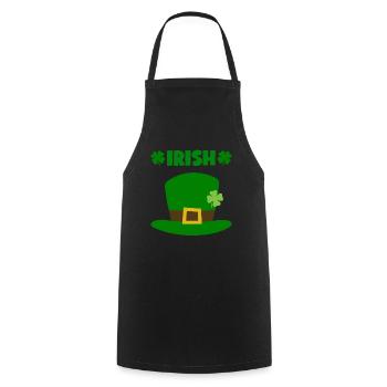 Accessoires de la Saint-Patrick Irlande Shamrock décoration - Tablier de cuisine - noir - Devant - AI Model Male 185 dark (185cm)