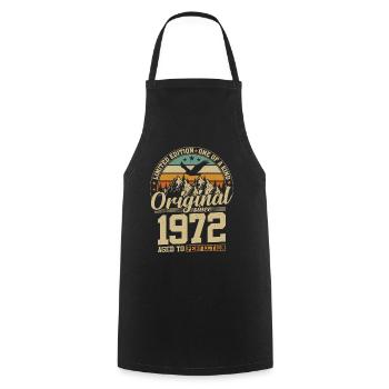 Golden vintage 1972 - Cooking Apron - black - Front - AI Model Male 185 dark (185cm)