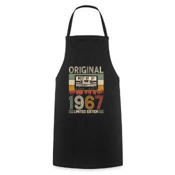 Vintage birthday legend 1967 - Cooking Apron - black - Front - AI Model Male 185 dark (185cm)