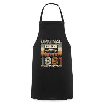 Millésime 1961 - Né comme une légende - Tablier de cuisine - noir - Devant - AI Model Male 185 dark (185cm)