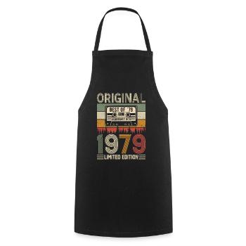 Vintage 1979 Birthday - Cooking Apron - black - Front - AI Model Male 185 dark (185cm)