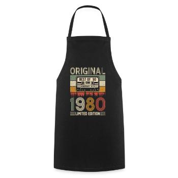 Vintage 1980's Birthday Surprise - Cooking Apron - black - Front - AI Model Male 185 dark (185cm)