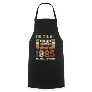 Vintage Birthday Joy '95 - Cooking Apron - black - Front - AI Model Male 185 dark (185cm)