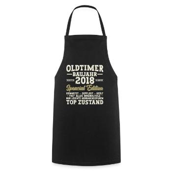 Original 2018 Vintage - 2018 Birthday Gift - Cooking Apron - black - Front - AI Model Male 185 dark (185cm)