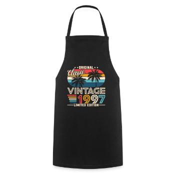 Cadeau d’anniversaire vintage 1997 - Tablier de cuisine - noir - Devant - AI Model Male 185 dark (185cm)