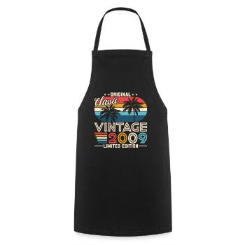 Vintage 2009 Birthday Gift - Cooking Apron - black - Front - AI Model Male 185 dark (185cm)
