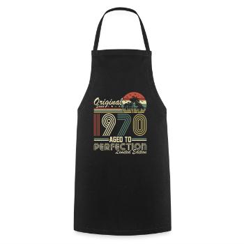 Vintage 1970 Original Tee - Kochschürze - Schwarz - Vorne - AI Model Male 185 dark (185cm)