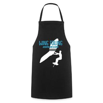 Wing Foiling Wing Surfing Winging - Cooking Apron - black - Front - AI Model Male 185 dark (185cm)
