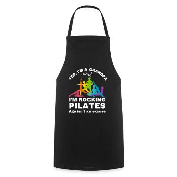 Pilates Grandpa - Pour Pilates Grand-père pour le cours de Pilates - Tablier de cuisine - noir - Devant - AI Model Male 185 dark (185cm)
