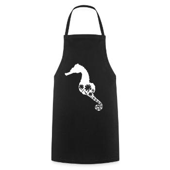 Hippocampe Fleurs Hippocampes - Tablier de cuisine - noir - Devant - AI Model Male 185 dark (185cm)