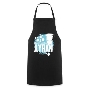 Peace, love and Ayran - Kochschürze - Schwarz - Vorne - AI Model Male 185 dark (185cm)