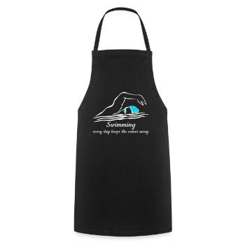Swimming Pool Swimmer Triathlon - Cooking Apron - black - Front - AI Model Male 185 dark (185cm)