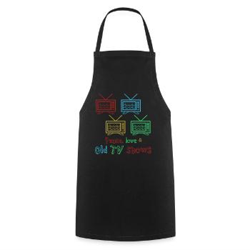 Télévision rétro des années 90 des années 80 - Tablier de cuisine - noir - Devant - AI Model Male 185 dark (185cm)