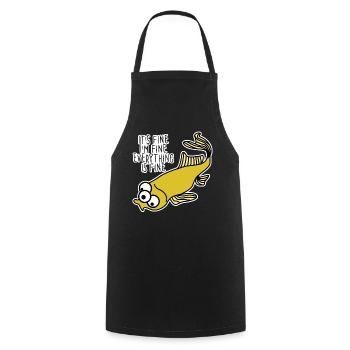 Poisson muté Tout va bien - Tablier de cuisine - noir - Devant - AI Model Male 185 dark (185cm)