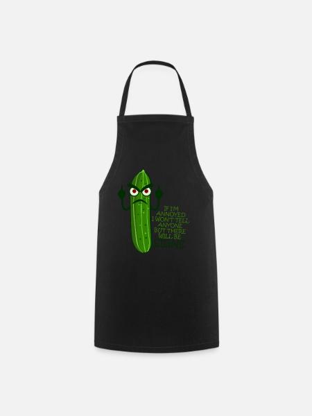Grumpy Cucumber Middle Finger - Kochschürze - Schwarz