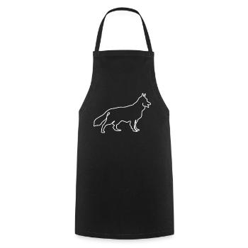 White Shepherd Dog German Shepherd - Cooking Apron - black - Front - AI Model Male 185 dark (185cm)