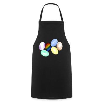 LGBT Chicken Eggs Lesbian Rainbow Flag - Cooking Apron - black - Front - AI Model Male 185 dark (185cm)