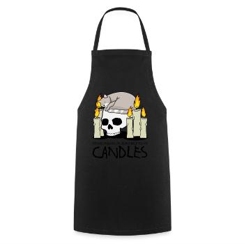 bougie chat bougie crâne bougies - Tablier de cuisine - noir - Devant - AI Model Male 185 dark (185cm)