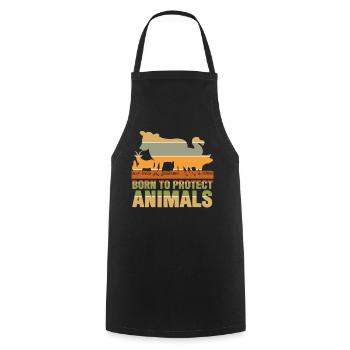 Animal Rights Vegan Retro Save Animals - Kochschürze - Schwarz - Vorne - AI Model Male 185 dark (185cm)