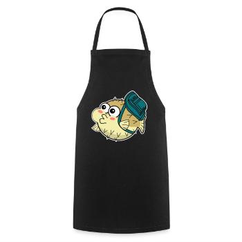 Puffer Fish with Backpack - Cooking Apron - black - Front - AI Model Male 185 dark (185cm)