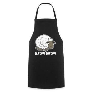 Dormir Mouton Fatigué Sieste Sommeil - Tablier de cuisine - noir - Devant - AI Model Male 185 dark (185cm)