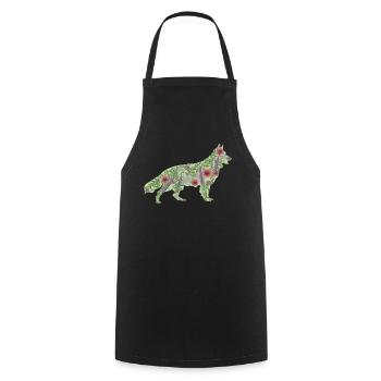 White Shepherd Dog Flowers - Cooking Apron - black - Front - AI Model Male 185 dark (185cm)