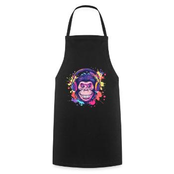 Singe Avec Casque Décoration Femme Cadeau Homme - Tablier de cuisine - noir - Devant - AI Model Male 185 dark (185cm)