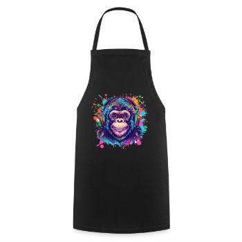 Singe Avec Casque Décoration Femme Cadeau Homme - Tablier de cuisine - noir - Devant - AI Model Male 185 dark (185cm)