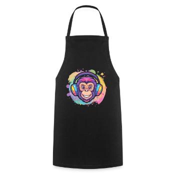 Singe Avec Casque Décoration Femme Cadeau Homme - Tablier de cuisine - noir - Devant - AI Model Male 185 dark (185cm)